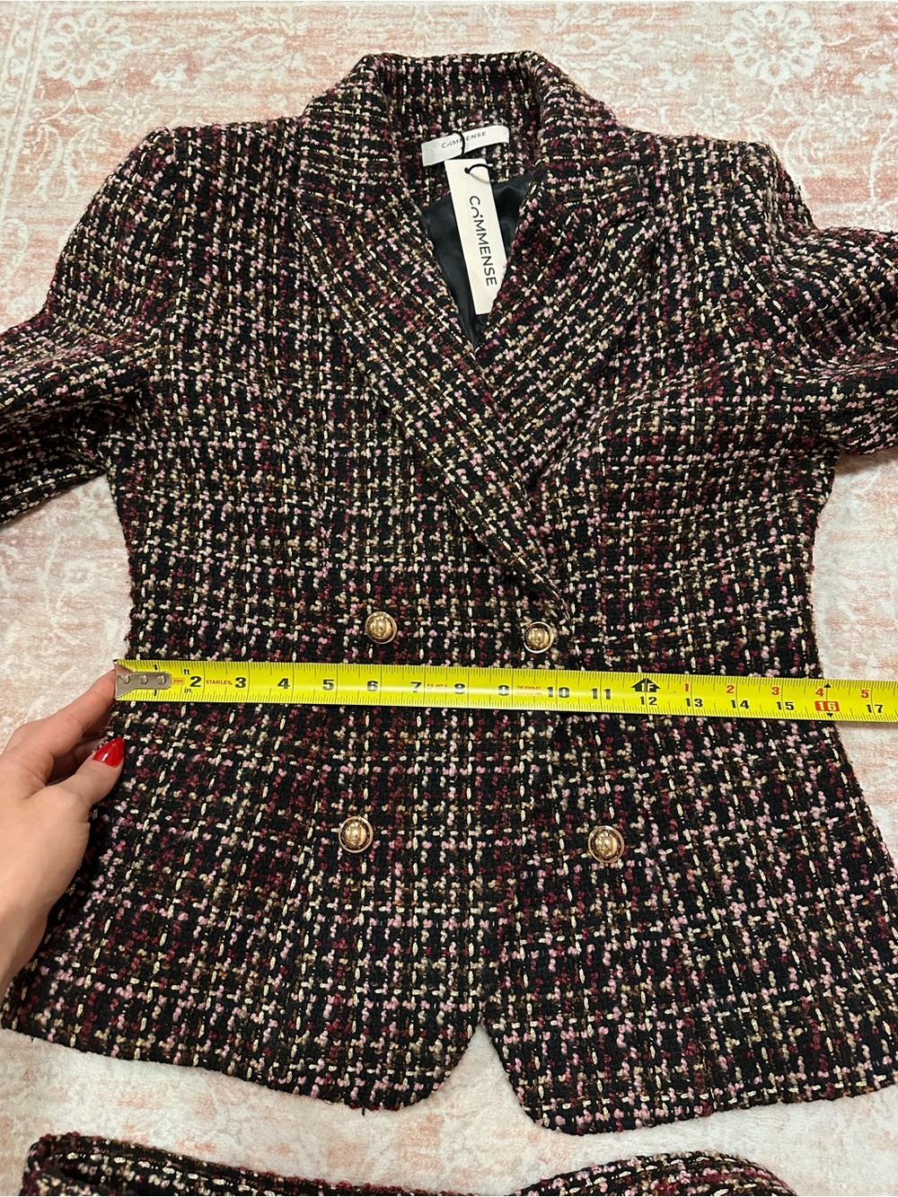 NWT 🥀 Commense Tweed Belted Double Breasted Jacket - Picture 12 of 15